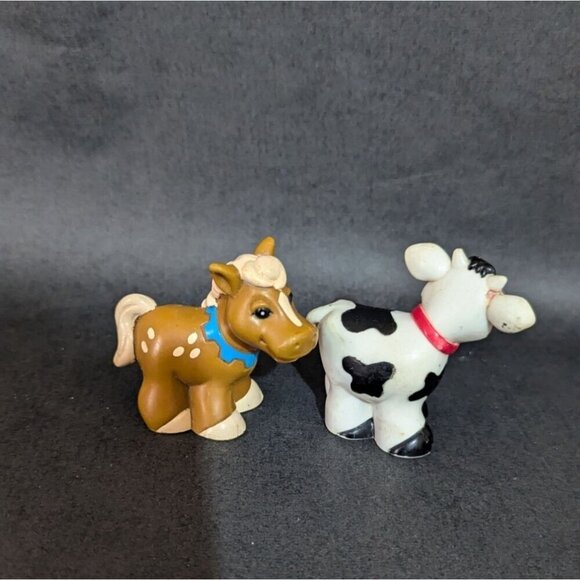 Brown & White Cow & Horse  farm  animal toy  Set Of 2  3.5: - Picture 4 of 8